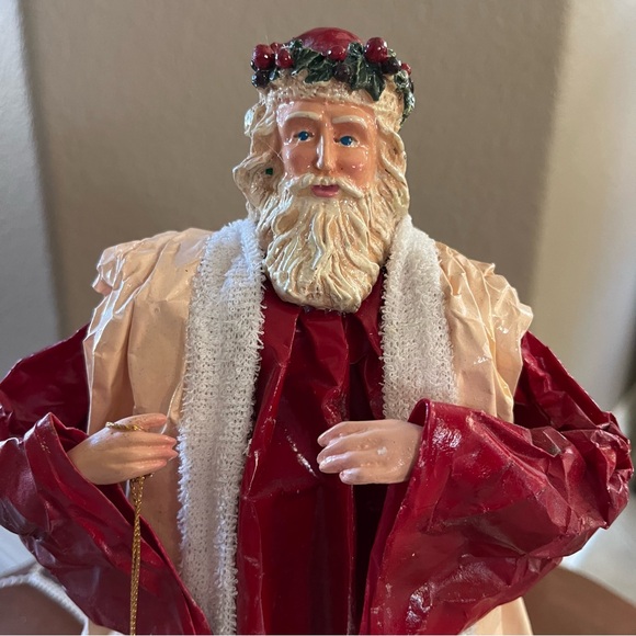 Silvestri SANTA Paper Mache Tree Topper 11 in Father Christmas Holding 2 Doves - Picture 11 of 12